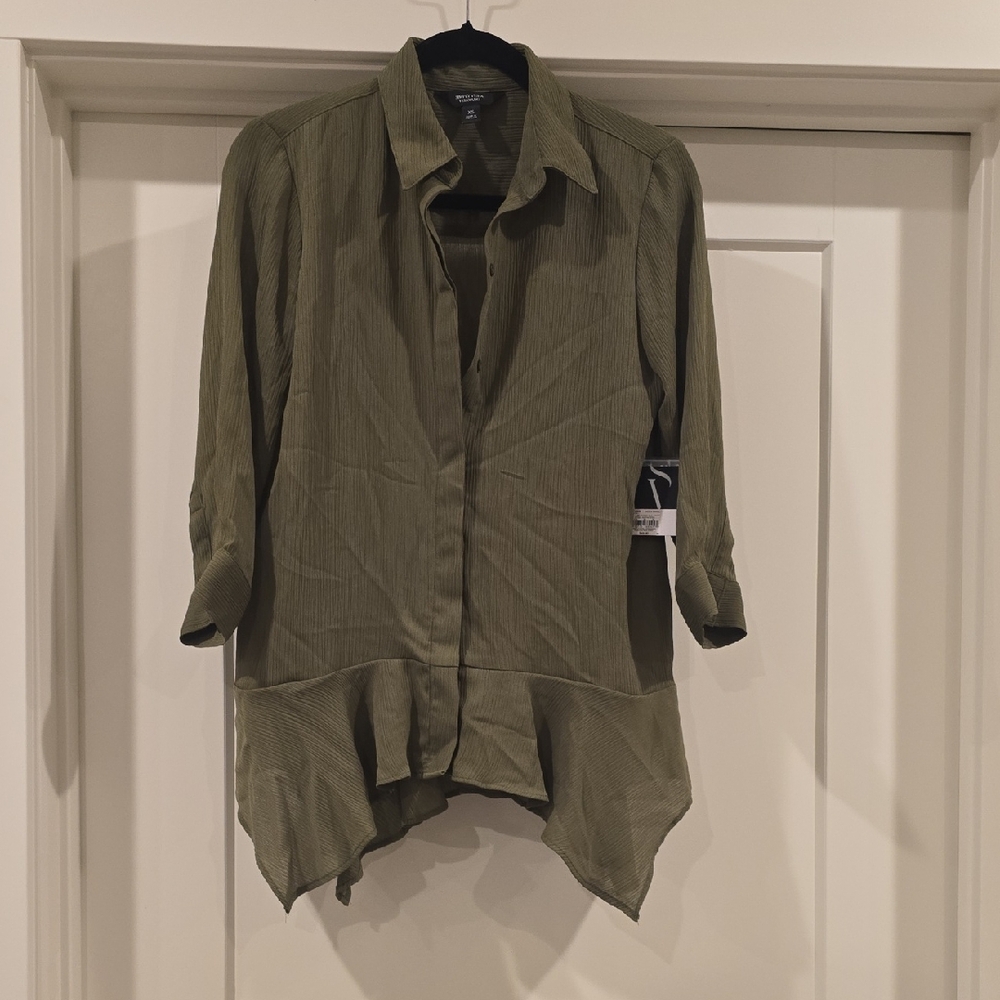 Simply Vera Vera Wang Khaki Button-Up Shirt